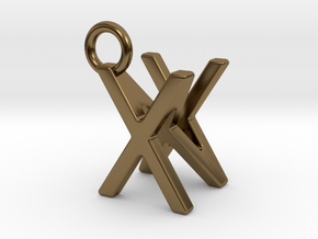 Two way letter pendant - NX XN in Polished Bronze