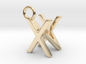 Two way letter pendant - NX XN in 14k Gold Plated Brass