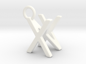 Two way letter pendant - NX XN in White Processed Versatile Plastic