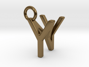 Two way letter pendant - NY YN in Polished Bronze