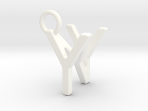 Two way letter pendant - NY YN in White Processed Versatile Plastic