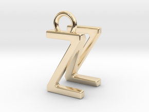 Two way letter pendant - NZ ZN in 14k Gold Plated Brass