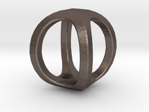 Two way letter pendant - OO O in Polished Bronzed Silver Steel