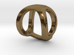 Two way letter pendant - OQ QO in Polished Bronze