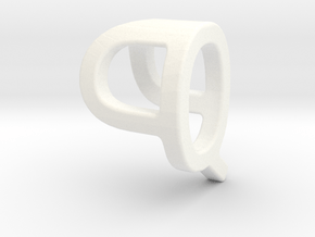 Two way letter pendant - PQ QP in White Processed Versatile Plastic