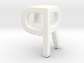 Two way letter pendant - PR RP in White Processed Versatile Plastic