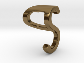 Two way letter pendant - PS SP in Polished Bronze