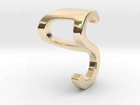 Two way letter pendant - PS SP in 14k Gold Plated Brass