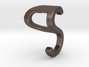 Two way letter pendant - PS SP in Polished Bronzed Silver Steel