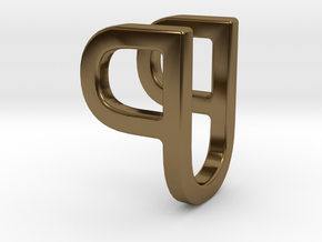 Two way letter pendant - PU UP in Polished Bronze