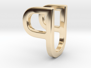 Two way letter pendant - PU UP in 14k Gold Plated Brass