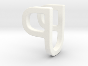 Two way letter pendant - PU UP in White Processed Versatile Plastic