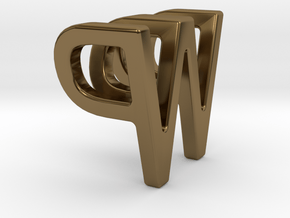 Two way letter pendant - PW WP in Polished Bronze