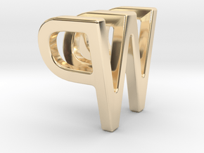 Two way letter pendant - PW WP in 14k Gold Plated Brass
