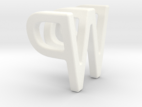 Two way letter pendant - PW WP in White Processed Versatile Plastic