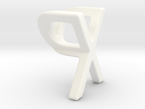 Two way letter pendant - PX XP in White Processed Versatile Plastic