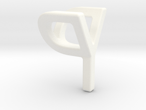 Two way letter pendant - PY YP in White Processed Versatile Plastic