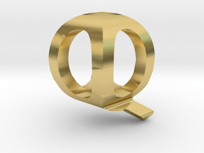 Two way letter pendant - QQ Q in Polished Brass