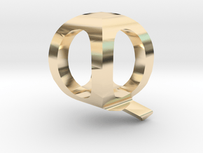 Two way letter pendant - QQ Q in 14k Gold Plated Brass