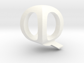 Two way letter pendant - QQ Q in White Processed Versatile Plastic