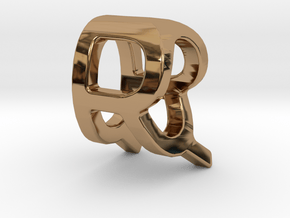 Two way letter pendant - QR RQ in Polished Brass