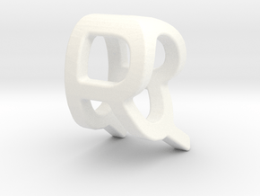 Two way letter pendant - QR RQ in White Processed Versatile Plastic