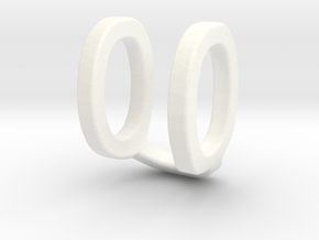 Two way letter pendant - QU UQ in White Processed Versatile Plastic