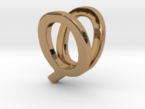 Two way letter pendant - QV VQ in Polished Brass