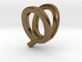 Two way letter pendant - QV VQ in Polished Bronze
