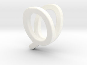 Two way letter pendant - QV VQ in White Processed Versatile Plastic