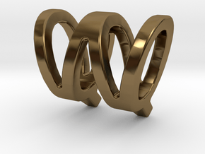 Two way letter pendant - QW WQ in Polished Bronze