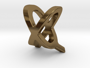 Two way letter pendant - QX XQ in Polished Bronze
