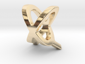 Two way letter pendant - QX XQ in 14k Gold Plated Brass