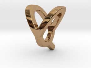 Two way letter pendant - QY YQ in Polished Brass