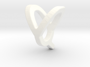 Two way letter pendant - QY YQ in White Processed Versatile Plastic
