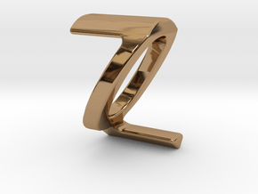 Two way letter pendant - QZ ZQ in Polished Brass