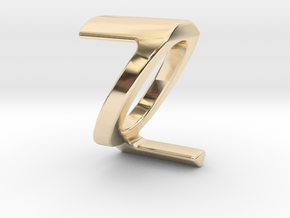Two way letter pendant - QZ ZQ in 14k Gold Plated Brass