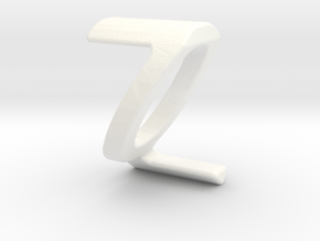 Two way letter pendant - QZ ZQ in White Processed Versatile Plastic