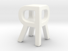 Two way letter pendant - RR R in White Processed Versatile Plastic