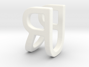 Two way letter pendant - RU UR in White Processed Versatile Plastic