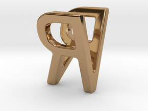Two way letter pendant - RV VR in Polished Brass