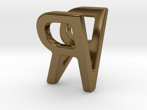 Two way letter pendant - RV VR in Polished Bronze