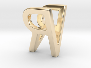 Two way letter pendant - RV VR in 14k Gold Plated Brass