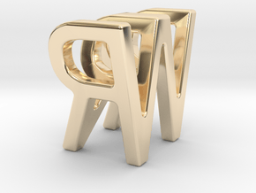 Two way letter pendant - RW WR in 14k Gold Plated Brass