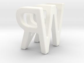Two way letter pendant - RW WR in White Processed Versatile Plastic
