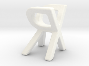 Two way letter pendant - RX XR in White Processed Versatile Plastic