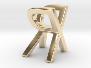 Two way letter pendant - RX XR in 14k Gold Plated Brass