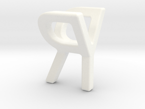 Two way letter pendant - RY YR in White Processed Versatile Plastic
