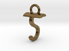 Two way letter pendant - ST TS in Polished Bronze