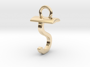 Two way letter pendant - ST TS in 14k Gold Plated Brass